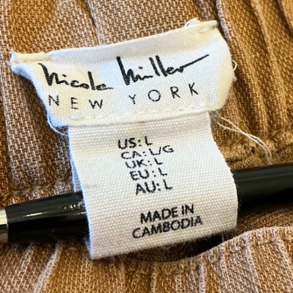 Nicole Miller New York Linen Blend Cargo Jogger Pants Camel Tan Large - Picture 3 of 9